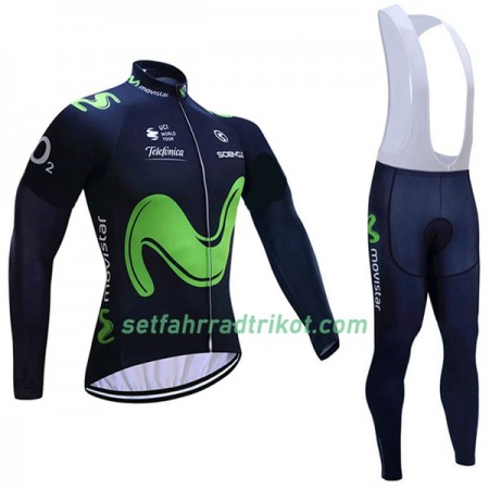 Radbekleidung Radtrikot Langarm + Lang Trägerhose 2017 Movistar Team Damen N001
